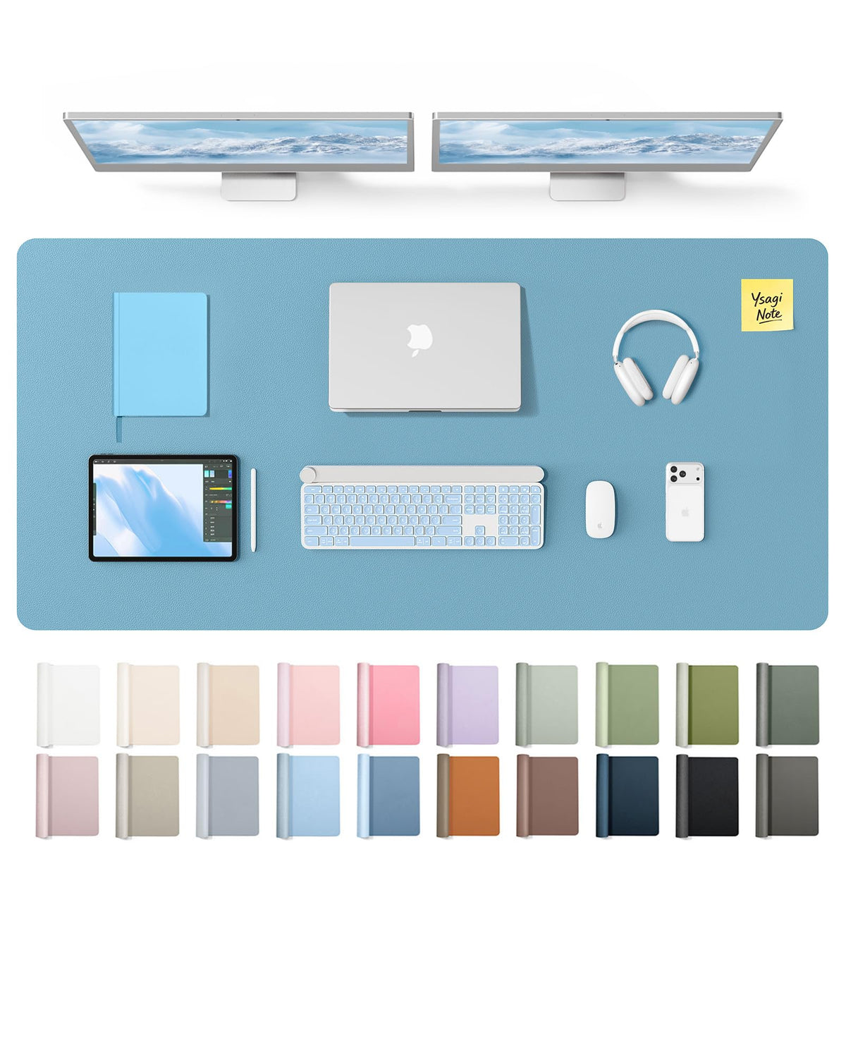 YSAGi Leather Desk Pad Protector, Office Desk Mat, Large Mouse Pad, Non-Slip PU Leather Desk