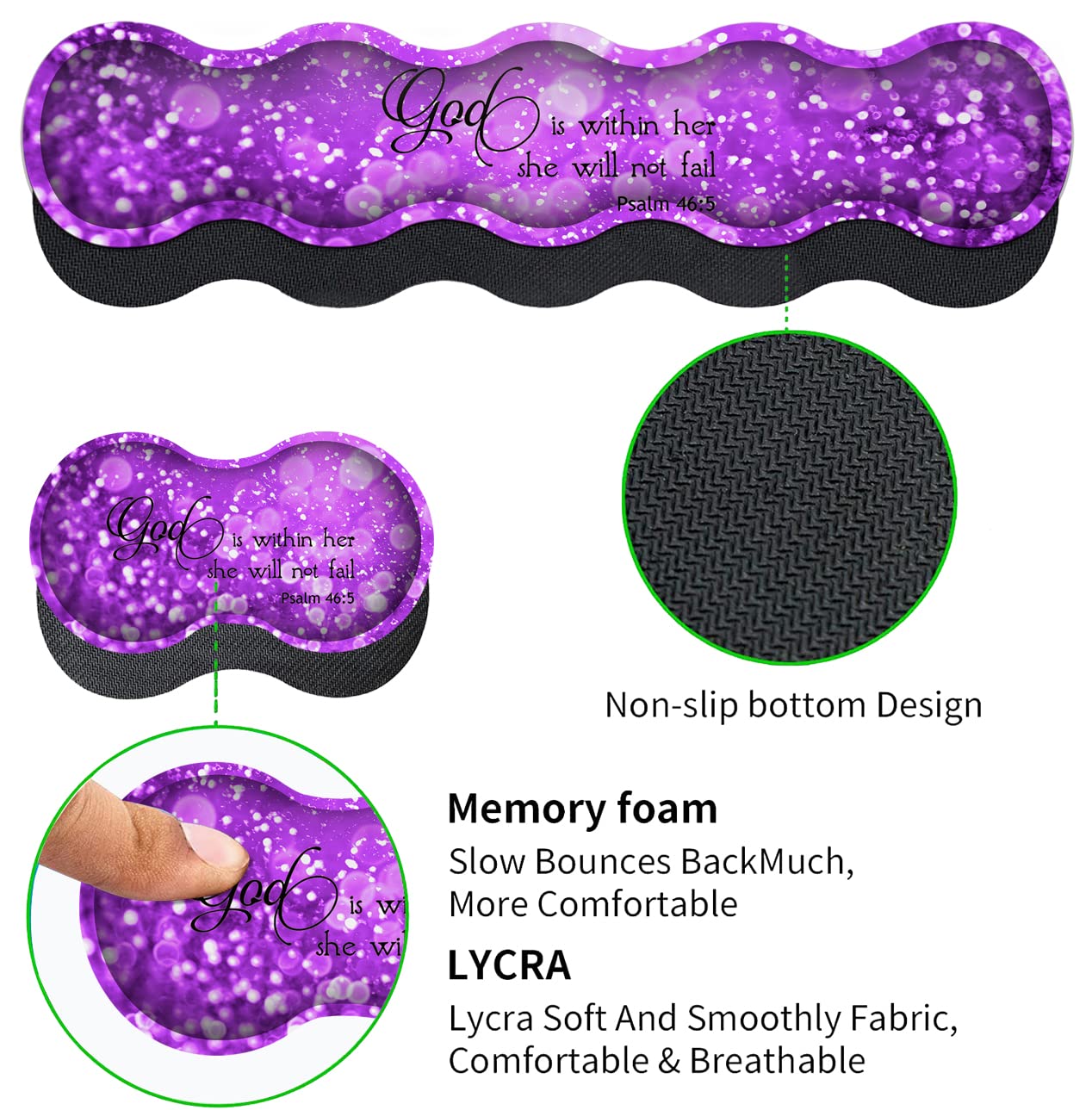 Gaming Mouse Pad XXL Large Desk Mat, Psalm 465 Bible Purple Extended Non-Slip Rubber Mice Pads