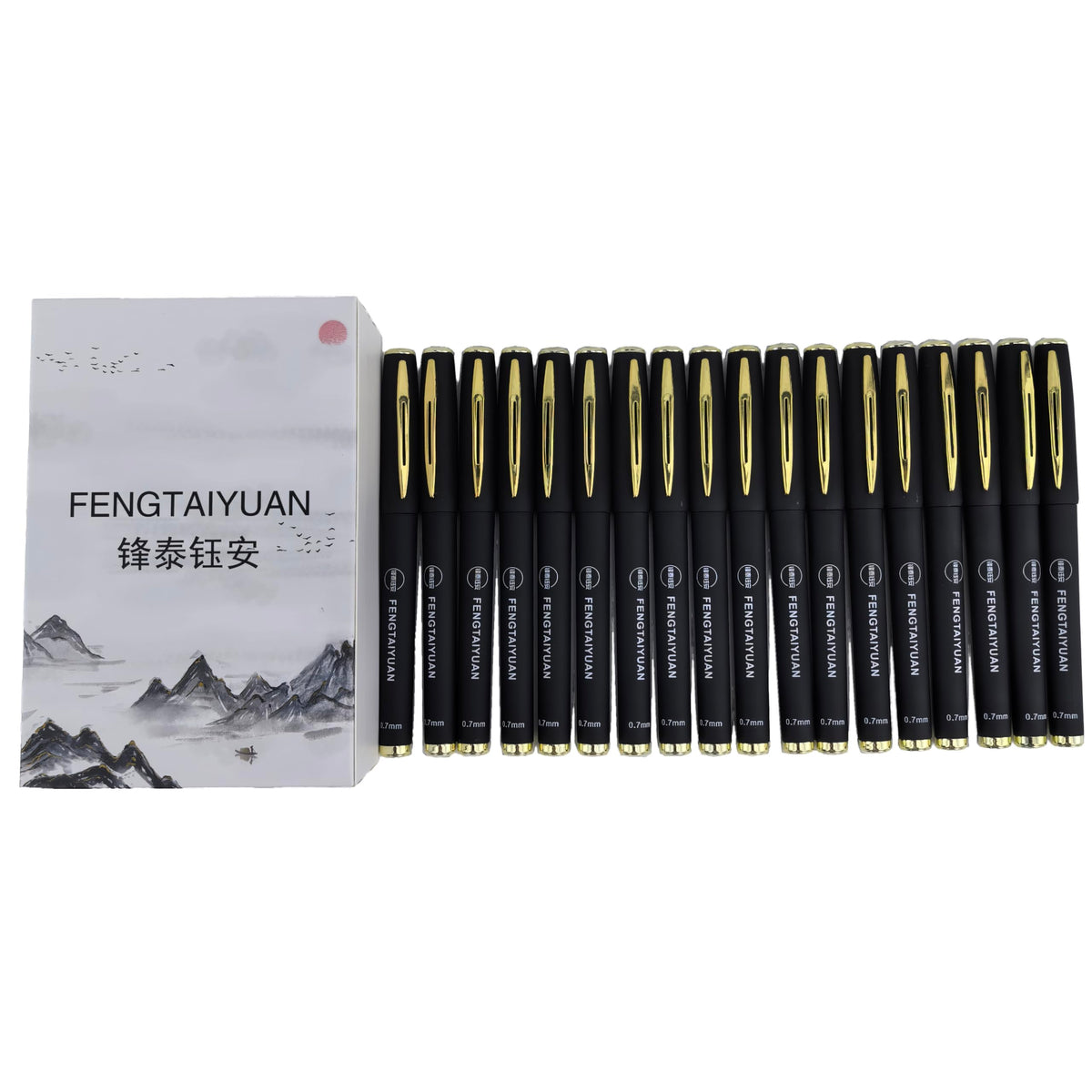 Fengtaiyuan Capped Gel Pens, 0.7mm Fine Point Quick Dry Black Ink, UV Plated Soft-Touch Thick