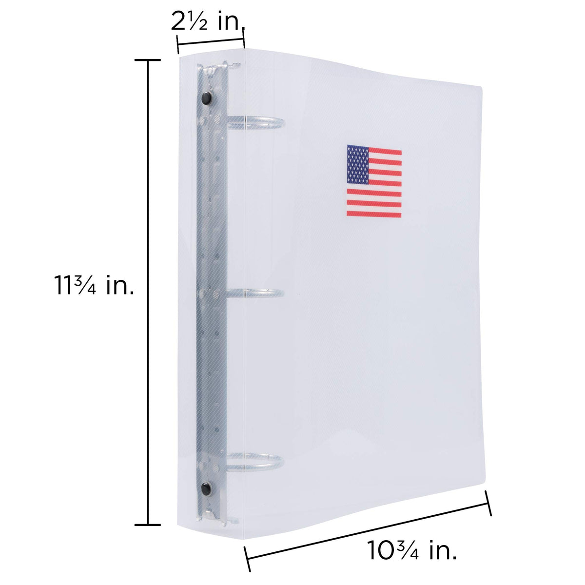 JAM PAPER Plastic 2 inch Binder - American Flag Clear 3 Ring Binder - Sold Individually