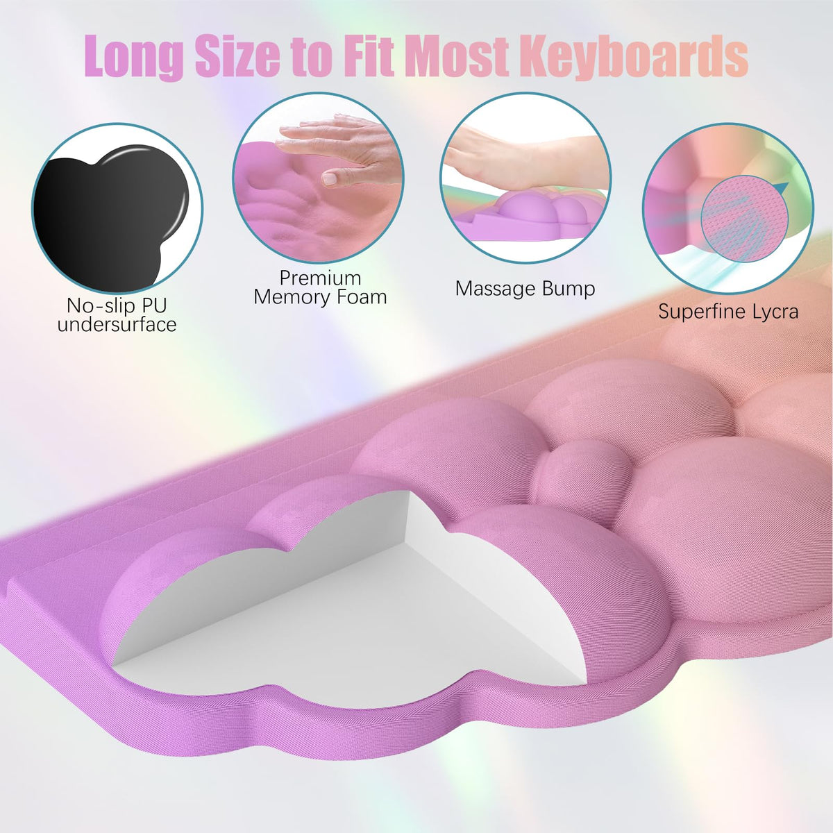 Ergonomic Wrist Rest for Keyboard, Soft Memory Foam Cloud Keyboard Stand
