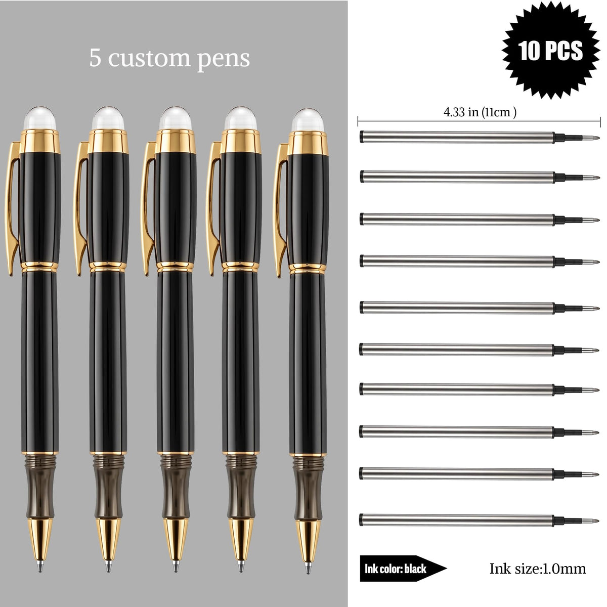 Ancolo Personalized Luxury Roller Pens - Custom Your Name or Message on pen