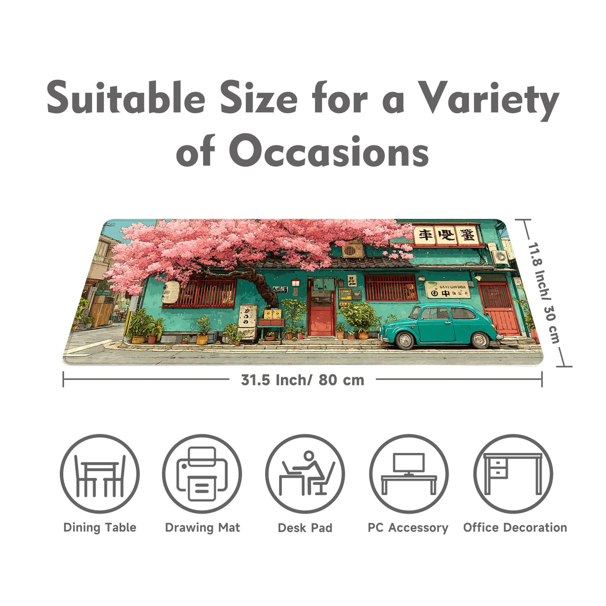 Desk Mat Mouse Pad Gaming Desk Pad XL Large Mouse Mat Office Decor Accessories (Sakura car)