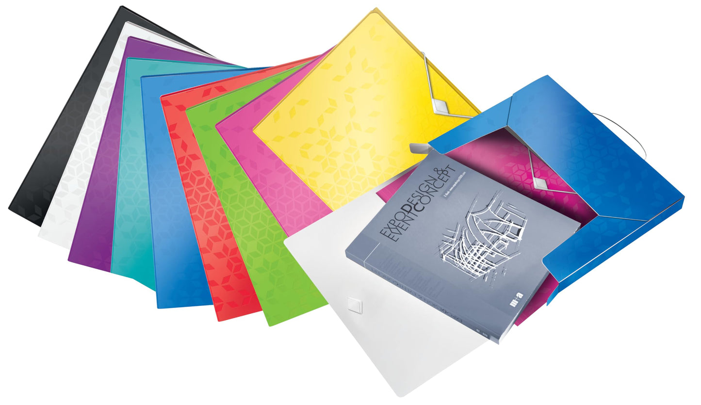Leitz 46290016 Box File, Holds up to 250 A4 Sheets, Elastic Closure, Flexible Plastic, Yellow, Wow