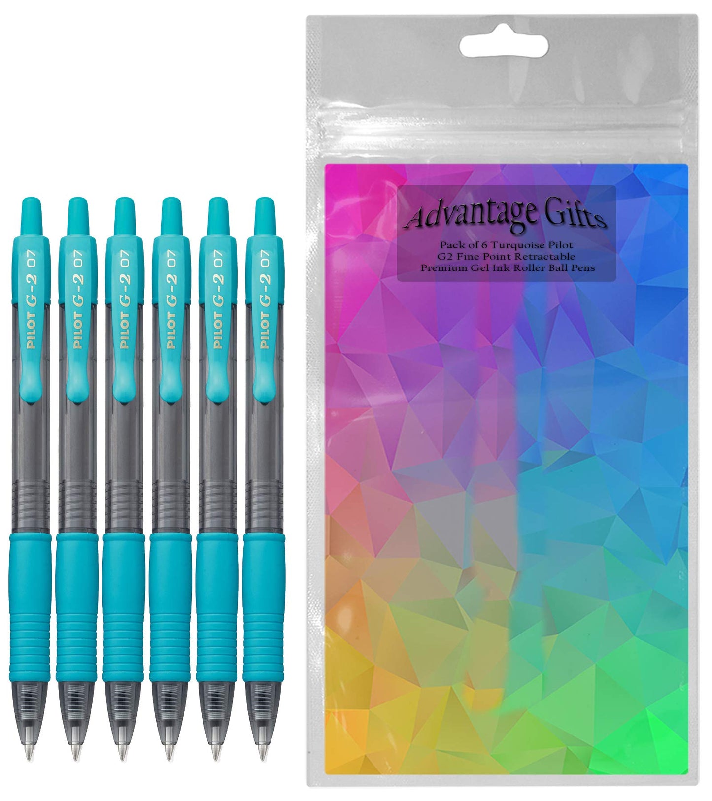 Pilot G2 Retractable Premium Gel Ink Roller Ball Pen (.7mm) Turquoise Ink 6-pk, Refillable &