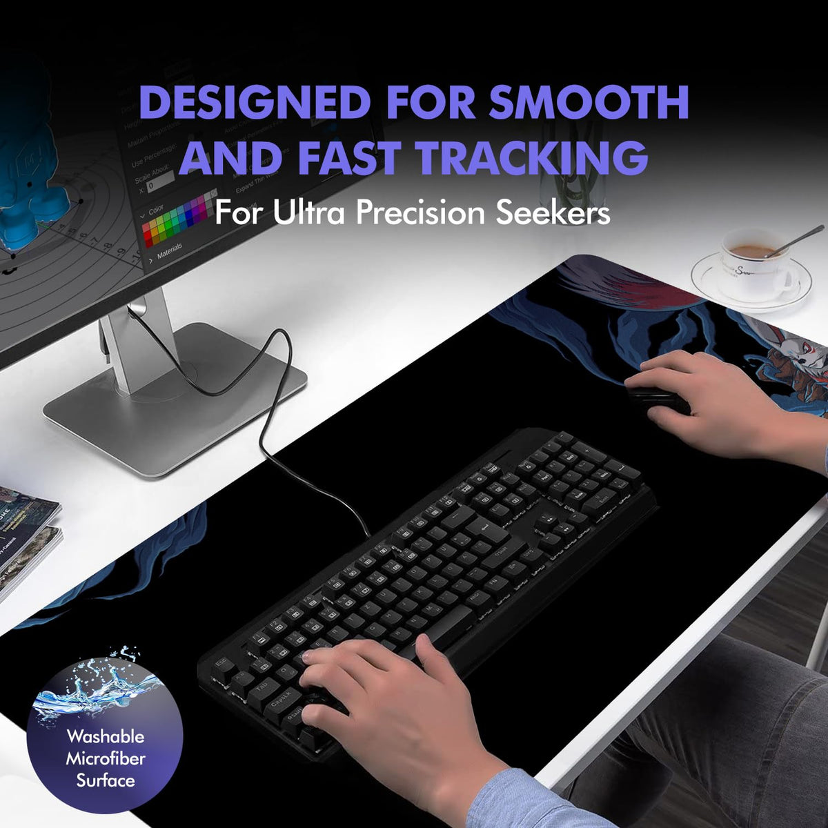 Amkette EvoFox Falcon X85 Multifunctional Gaming Mouse Pad/Desk Pad with Micro Textured Surface