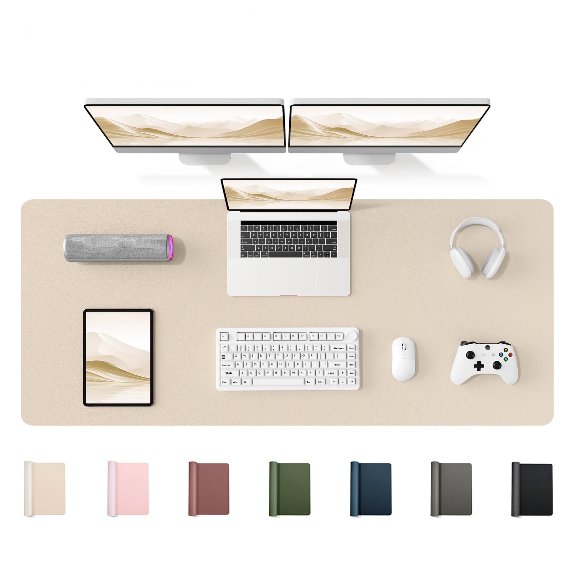 YSAGi 55" x 17" Large PU Leather Desk Mat for Keyboard and Mouse - Waterproof Non-Slip Desk Pad