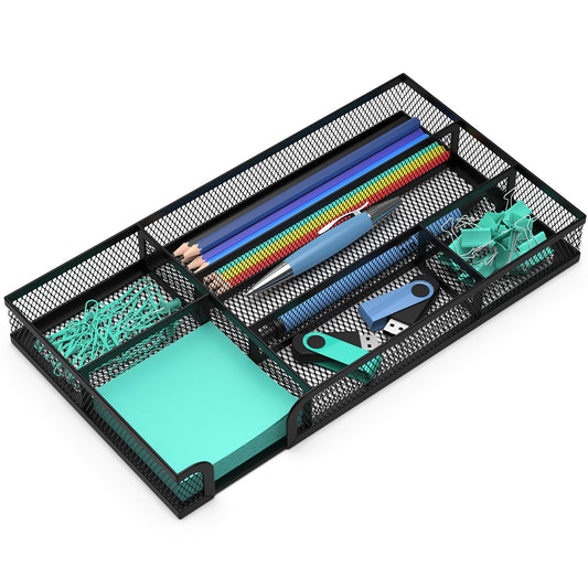 ITAYVAN Desk Drawer Organizer, Small Metal Mesh Drawer Organizer Tray, Office Pencil Drawer