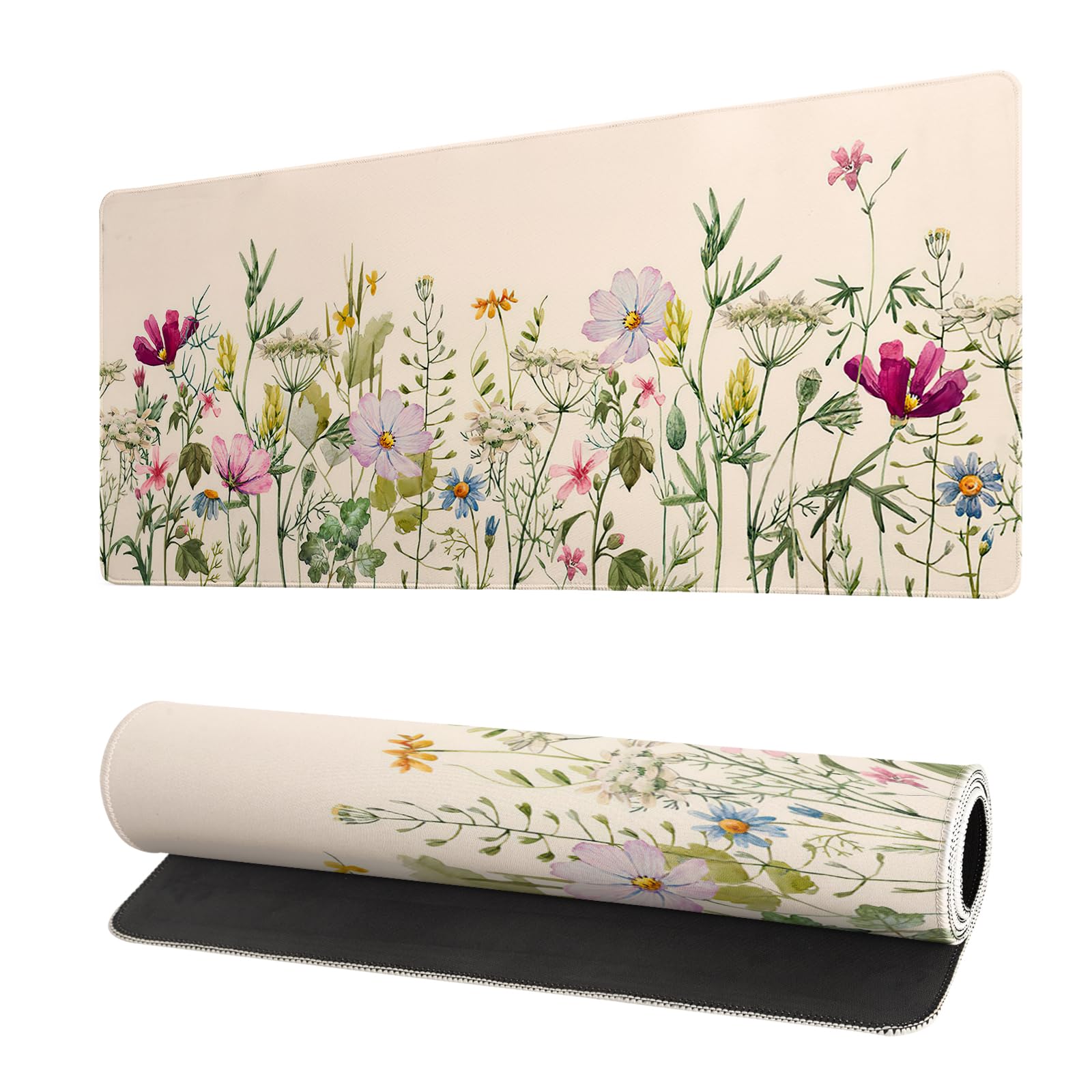 Flower Gaming Mouse Pad Large Mouse Pad for Keyboard and Mousepad Desk Mat with 3mm Non-Slip Base