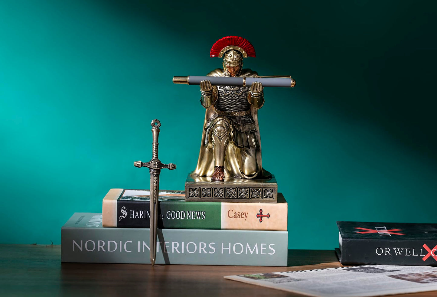 HDMbigmi Centurion Cloak Warrior Pen Holder Phone Stand for Desktop Bronze