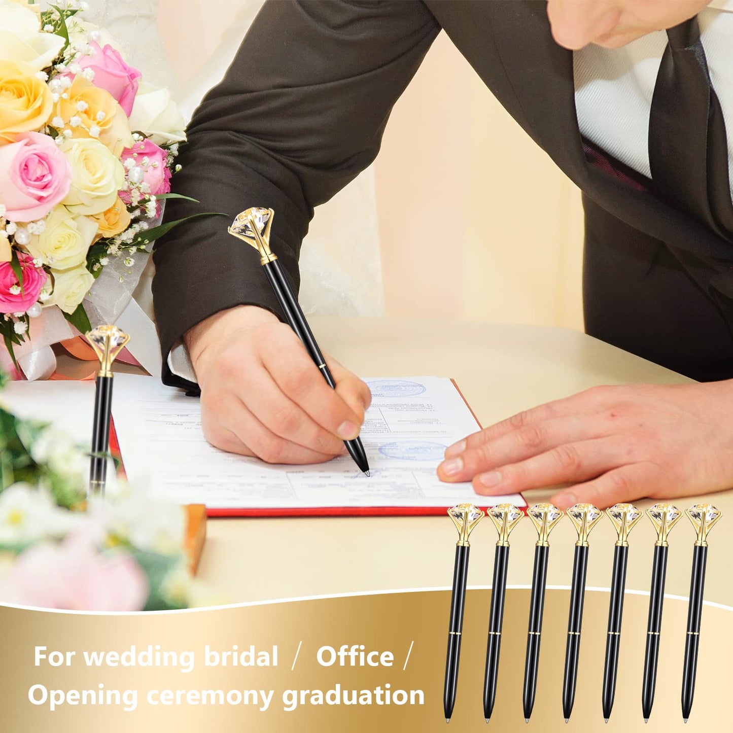 Yahenda 50 Pcs Christmas Gifts Diamond Pens Bridal Shower Ballpoint Pen Bulk Black Ink Bling