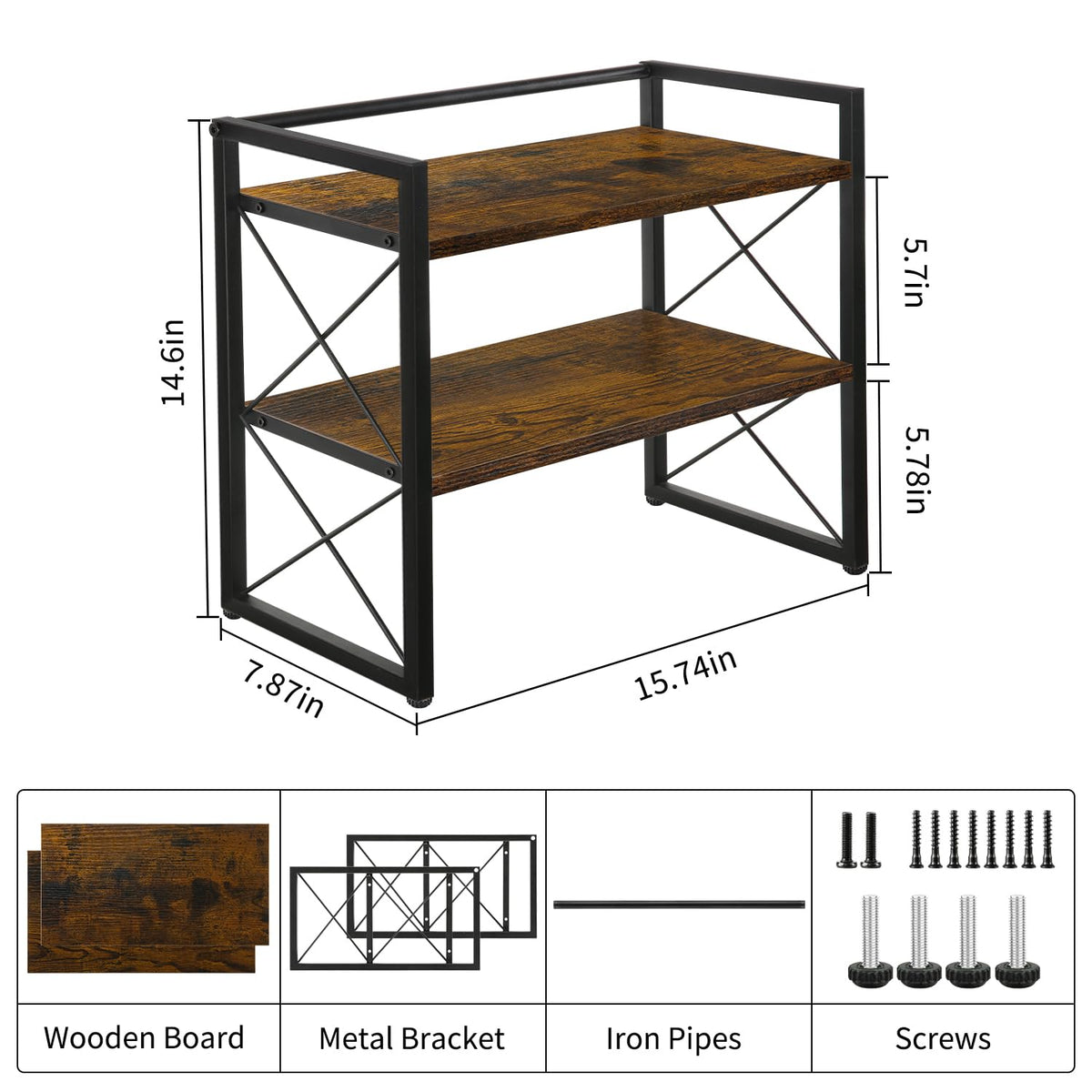 YINMIT Desktop Shelf Organizer, 2 Tier Office Shelves, Wood Desk Organizer Storage Rack and