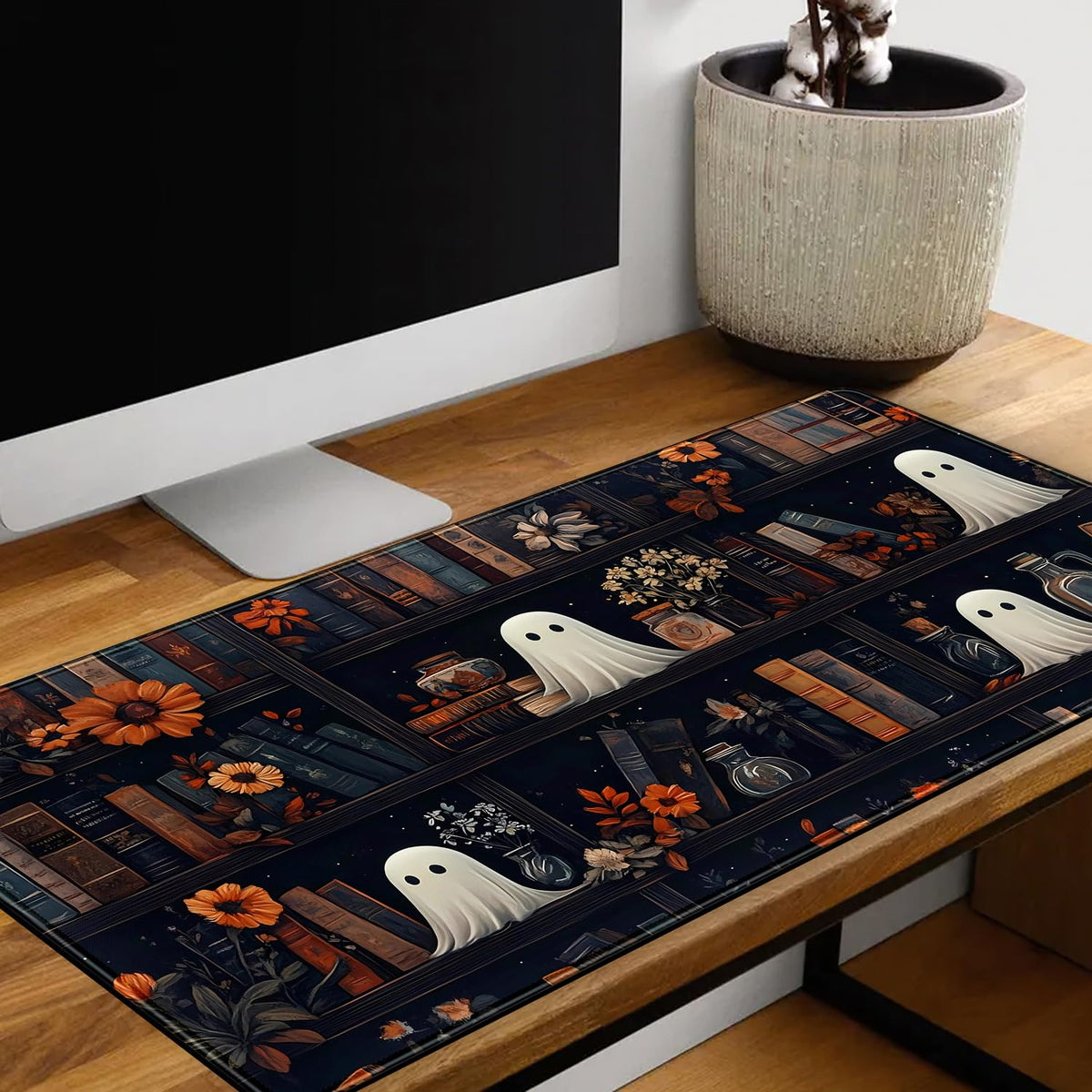 LuckyCow Cute Vintage Gothic Desk Mat Kawaii Dark Academia Desk Pad Medieval Large Flower XXL