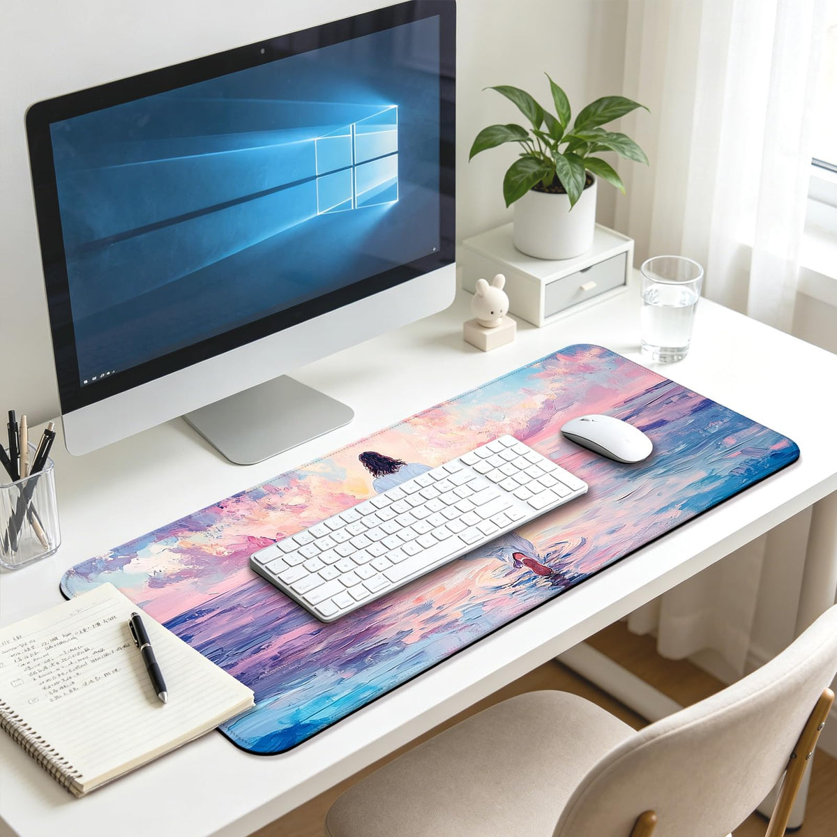 JIANG100 Jesus Walking on Water Gaming Desk Mat, Extended Mouse Pad, Pink