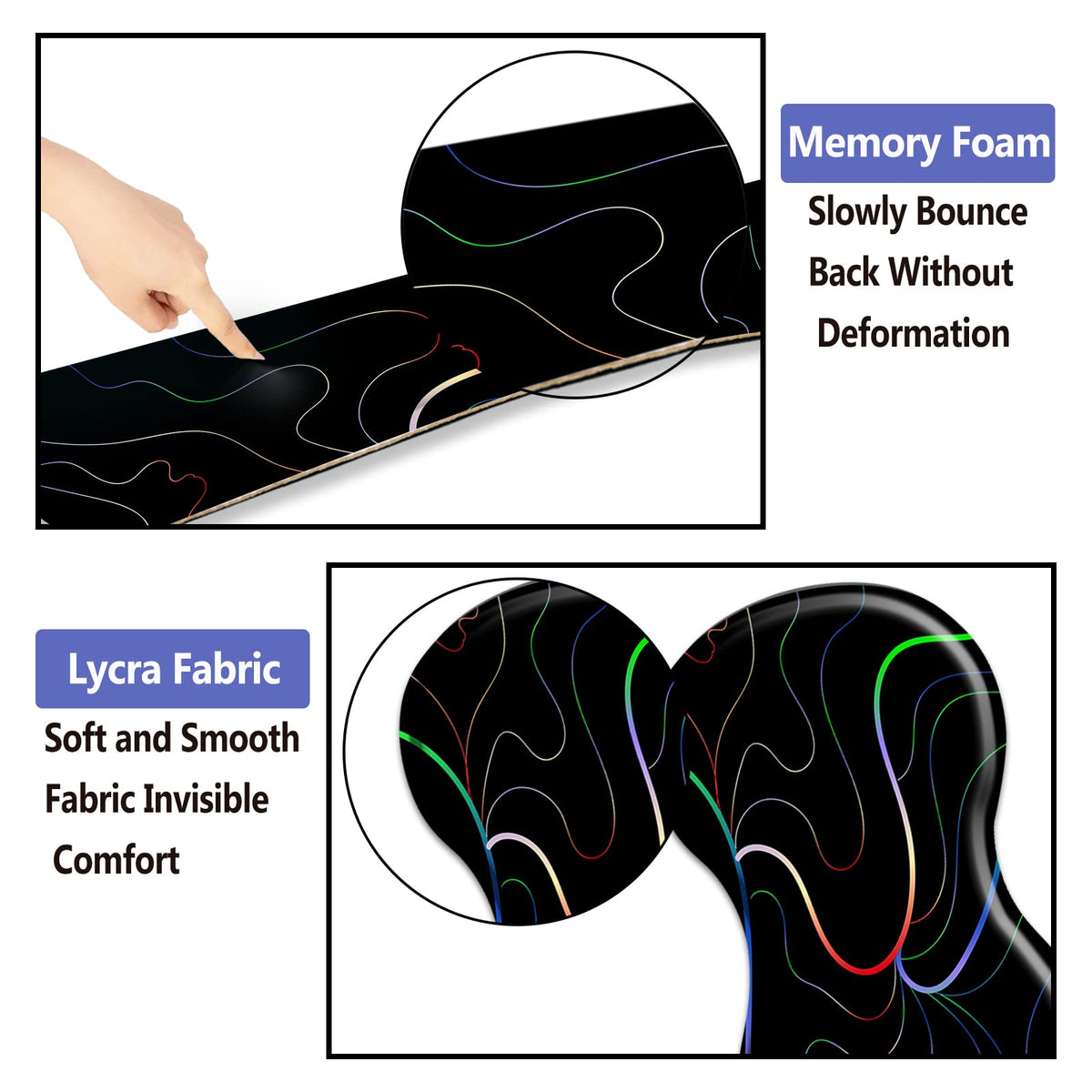 ARTSO Keyboard Wrist Rest Mouse Pad Wrist Support Ergonomic, Memory Foam 4 in 1 Mousepad Non-Slip