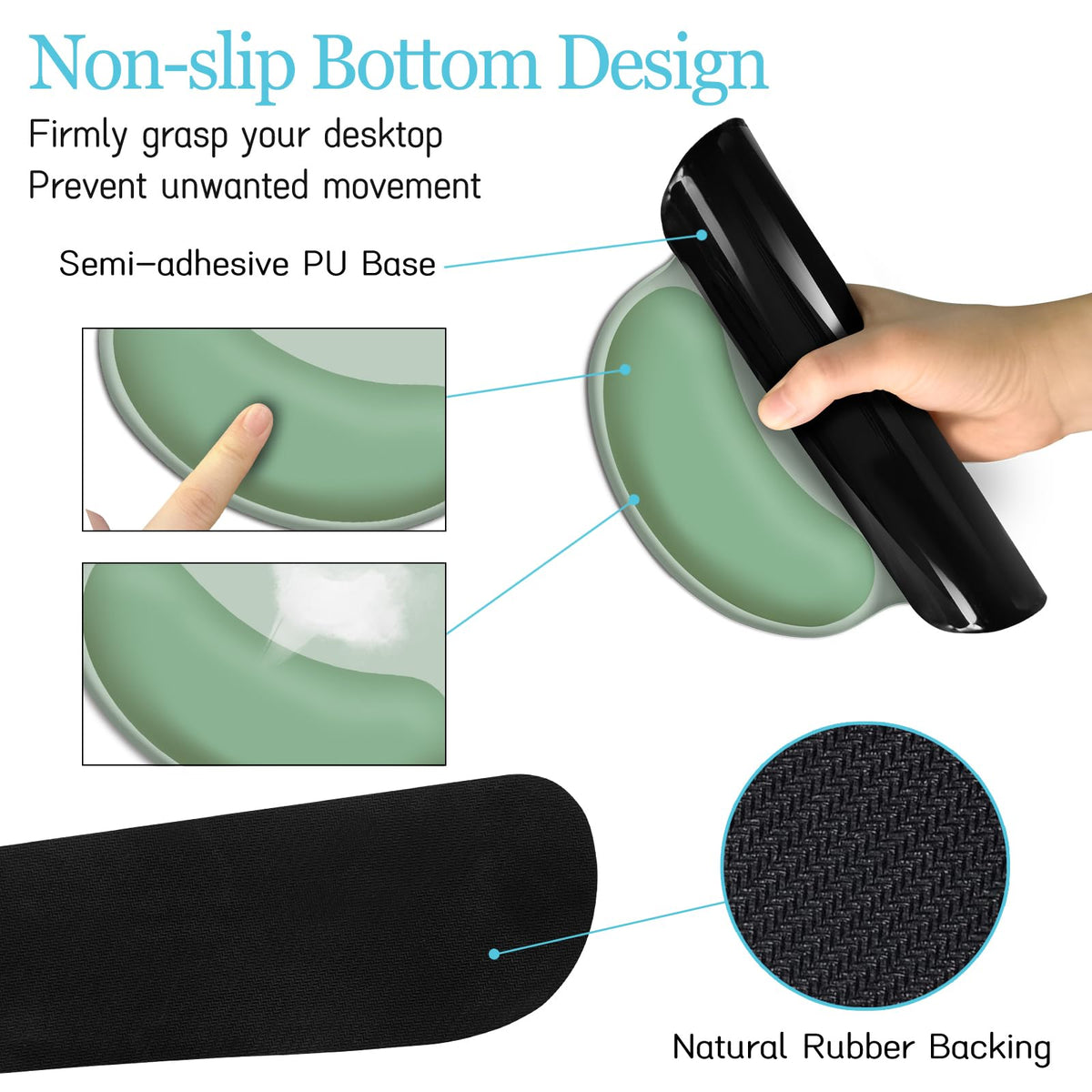 LIMKRIAN Sage Green Mouse Pad Set, XXL Desk Matt for Desktop Decor