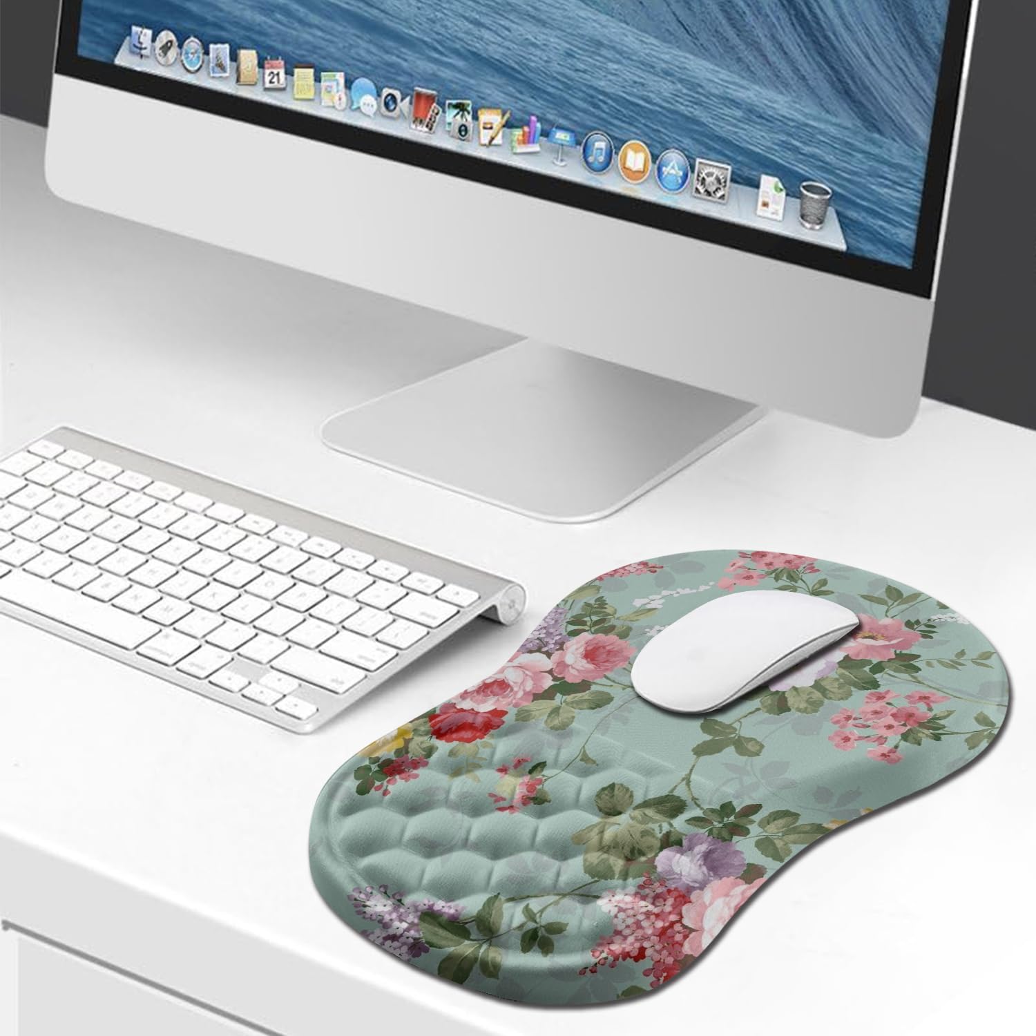 Hokafenle Ergonomic Mouse Pad Wrist Support, Wrist Rest Mousepad for Carpal Tunnel Pain Relief with