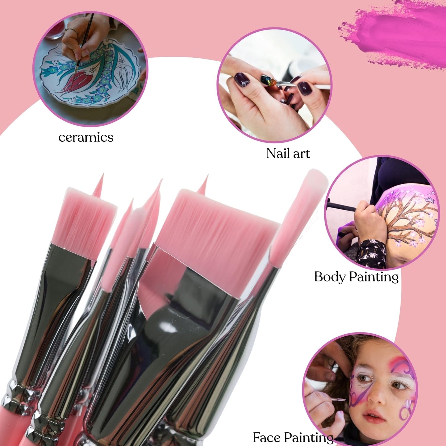 GACDR Face Paint Brush Set, 10 Pcs Professional Face & Body Paint Brushes