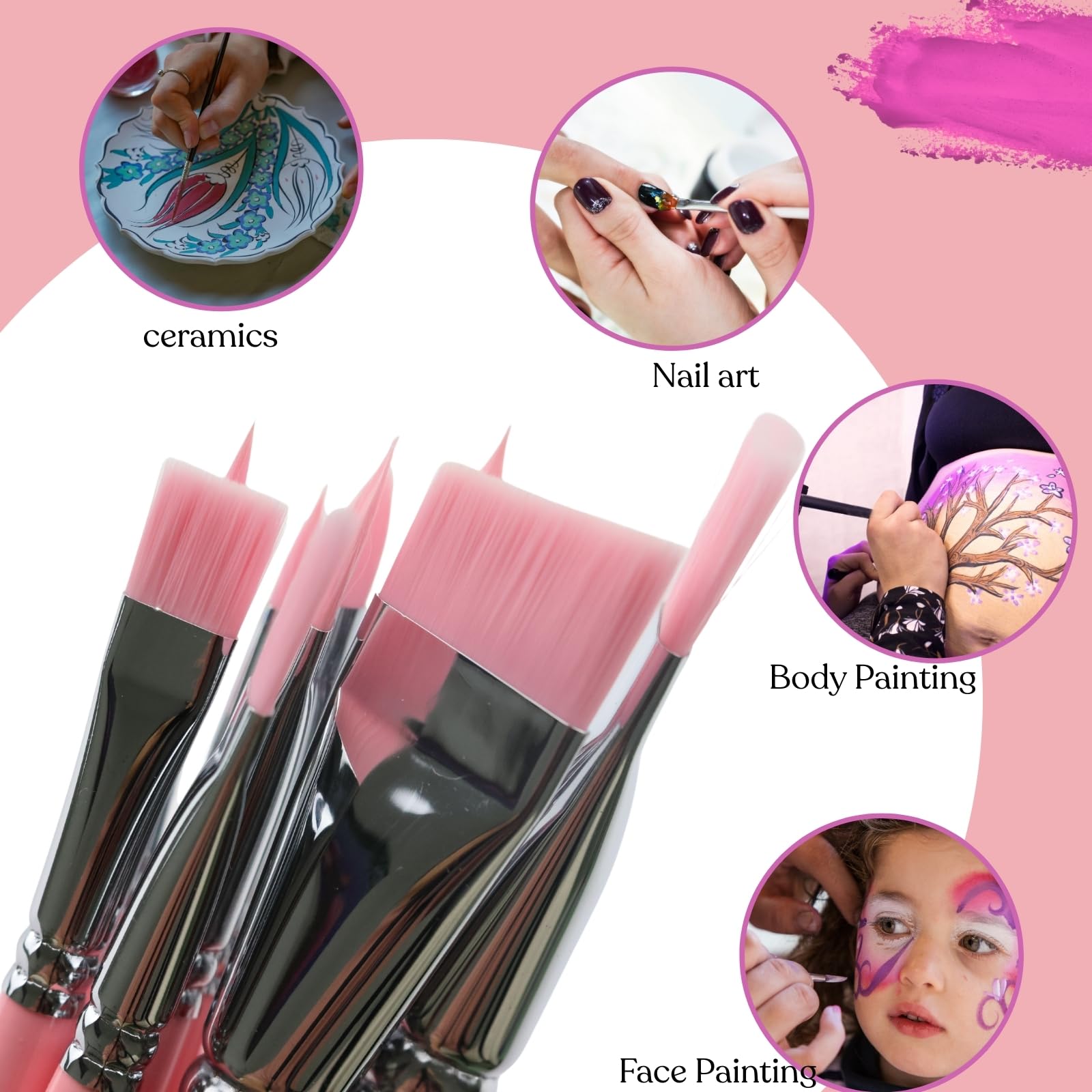 GACDR Face Paint Brush Set, 10 Pcs Professional Face & Body Paint Brushes