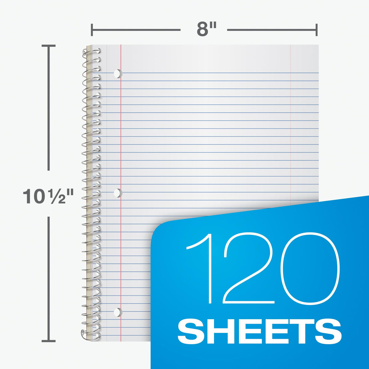 Oxford Spiral Notebooks, 3 Pack, 3 Subject, College Ruled Notebooks for School, 8 x 10.5 Inches