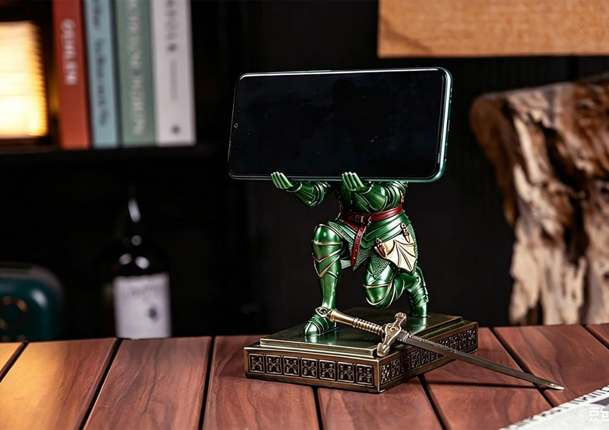 Medieval Warrior Knight Pen Holder Fun Desk Accessories Paperweight Green