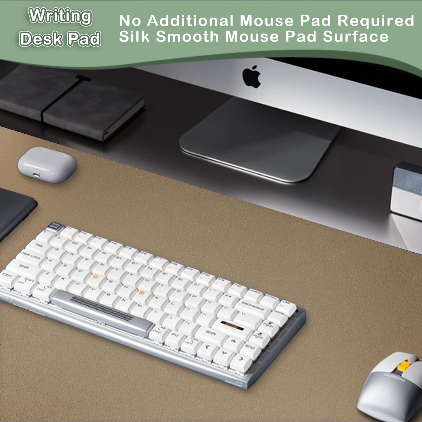 Boutilon Leather Desk Pad Protector,Non-Slip Mouse Pad,Laptop Desk Pad,Office Mouse Mat,Waterproof