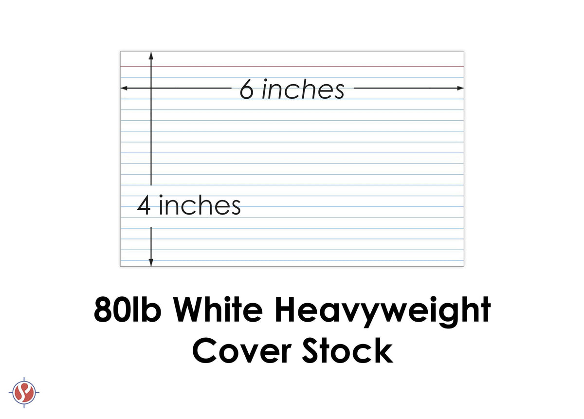 Ruled Index Cards, On 80lb Heavyweight Thick White Cover Stock. "100 Cards per pack" (4 x 6)