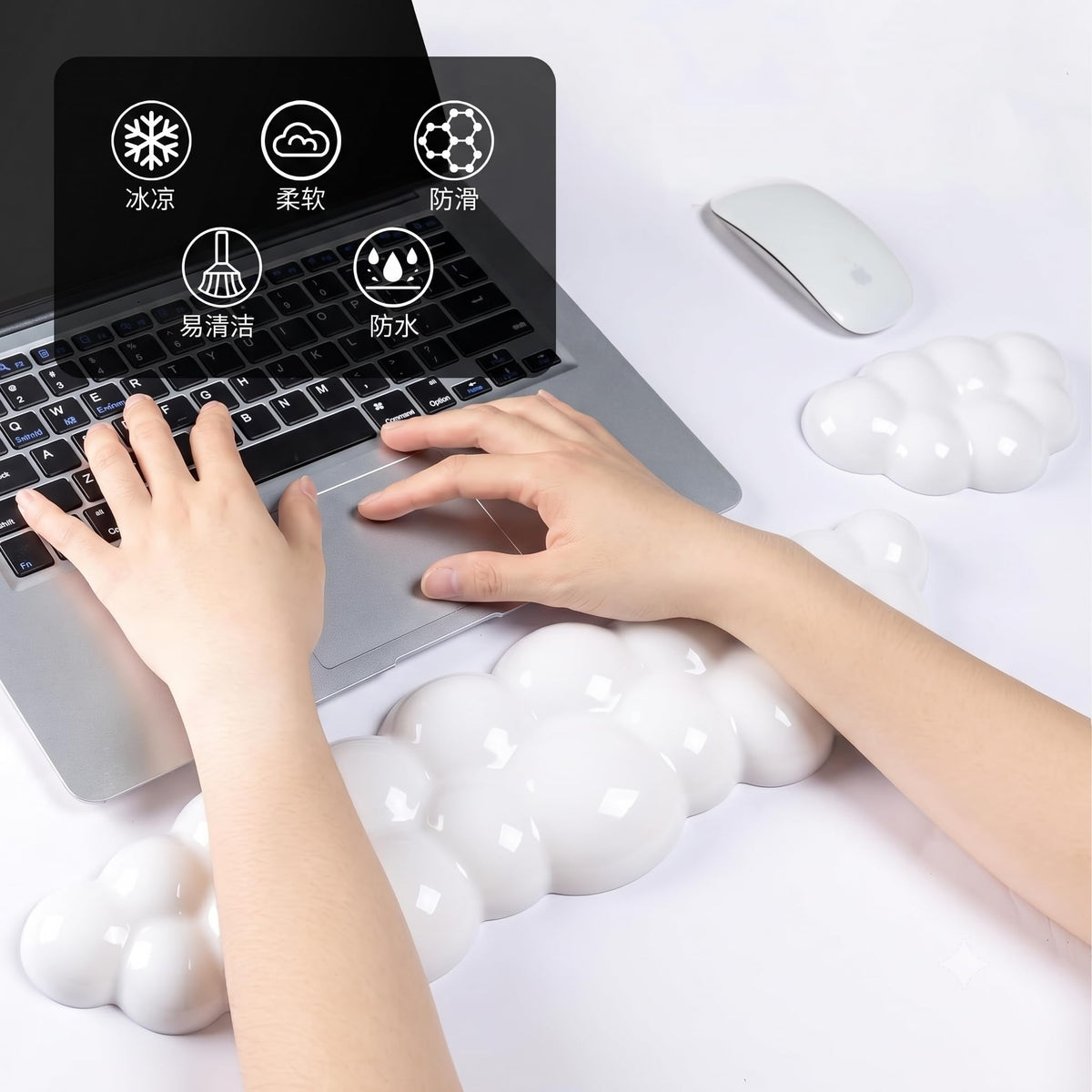 ABRONDA Gel Cloud Keyboard & Mouse Wrist Rest Set - Cloud Keyboard Wrist Rest Pad & Mouse Support