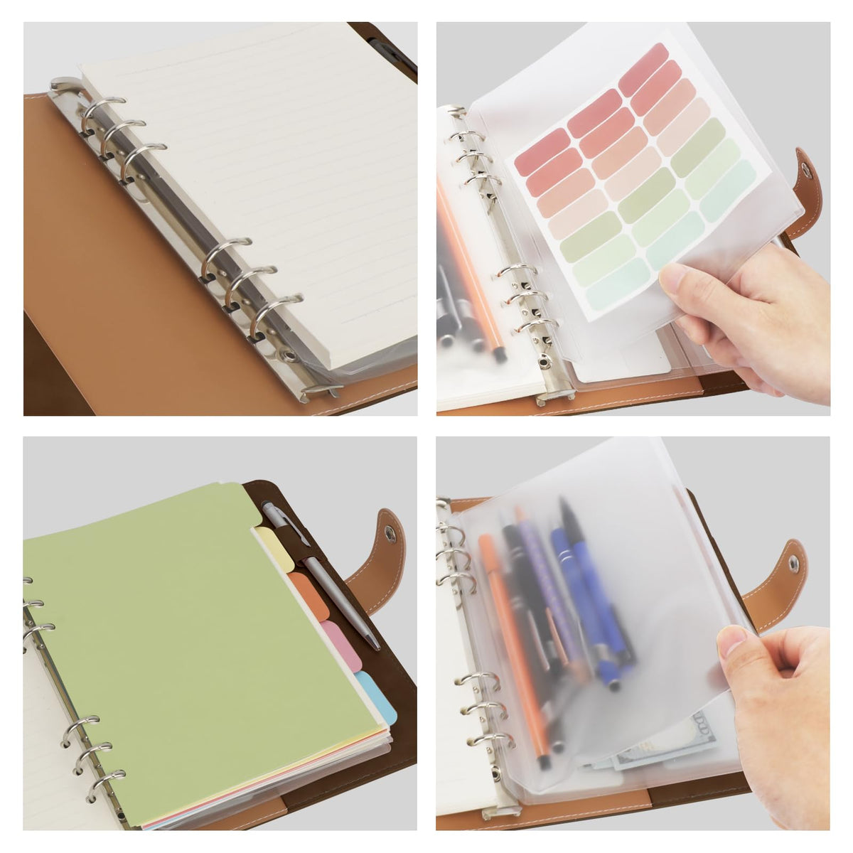 FYY A5 Binder 6 Ring - Refillable Planner Notebook 5x8, Dark Brown