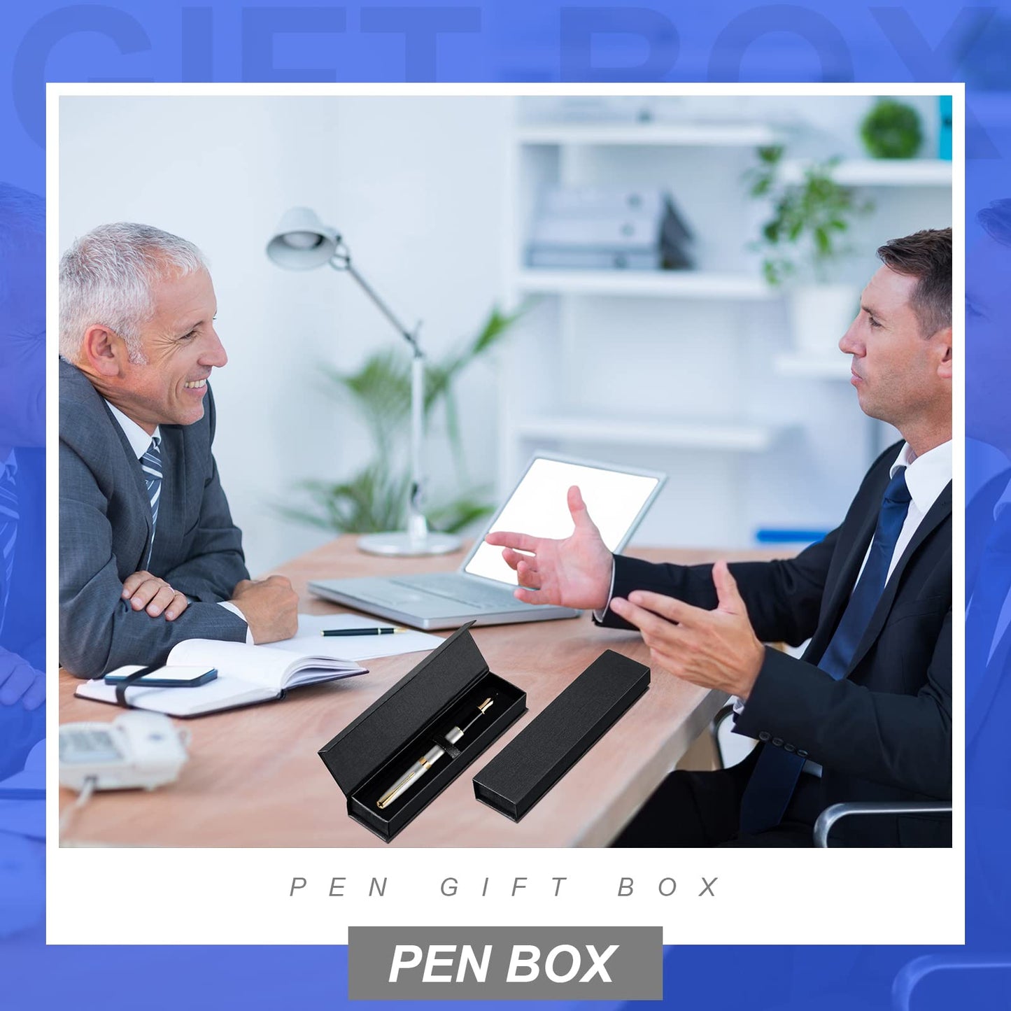 Gersoniel 18 Pcs Pen Gift Box Empty Black Cardboard Pen Case with Cushion