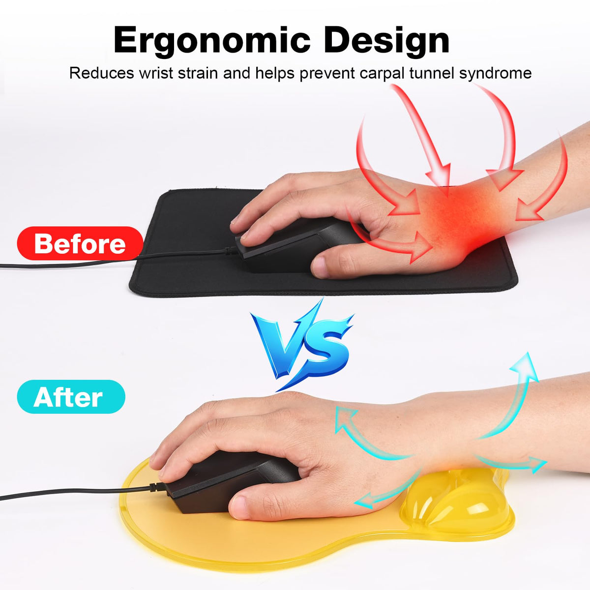 Laokiiy Gel Mouse Pad with Wrist Rest, Ergonomic for Laptop, Non-Slip Base