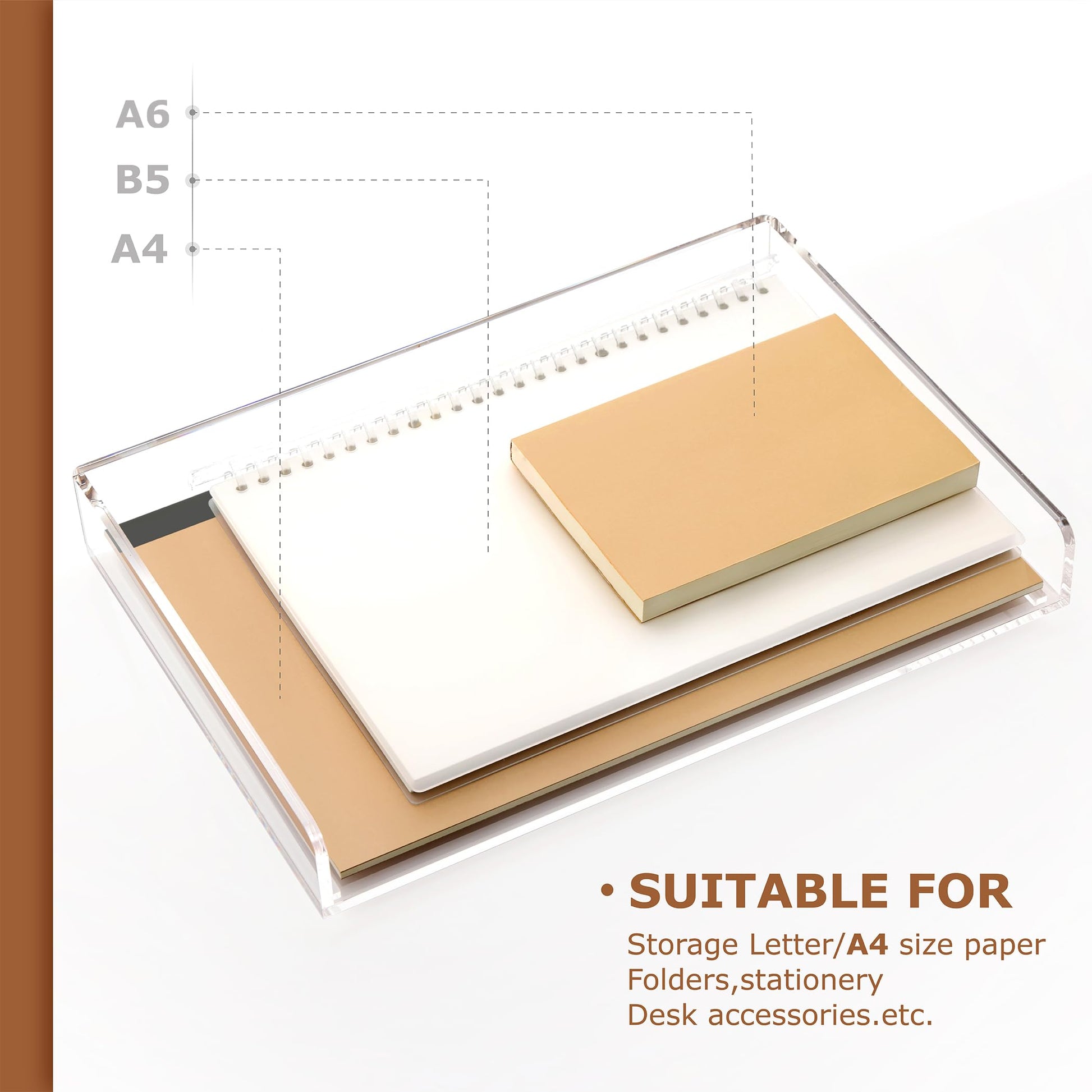 2 Pack- Stackable Paper Letter Tray, A4 File Tray Desk Organizer, Acrylic