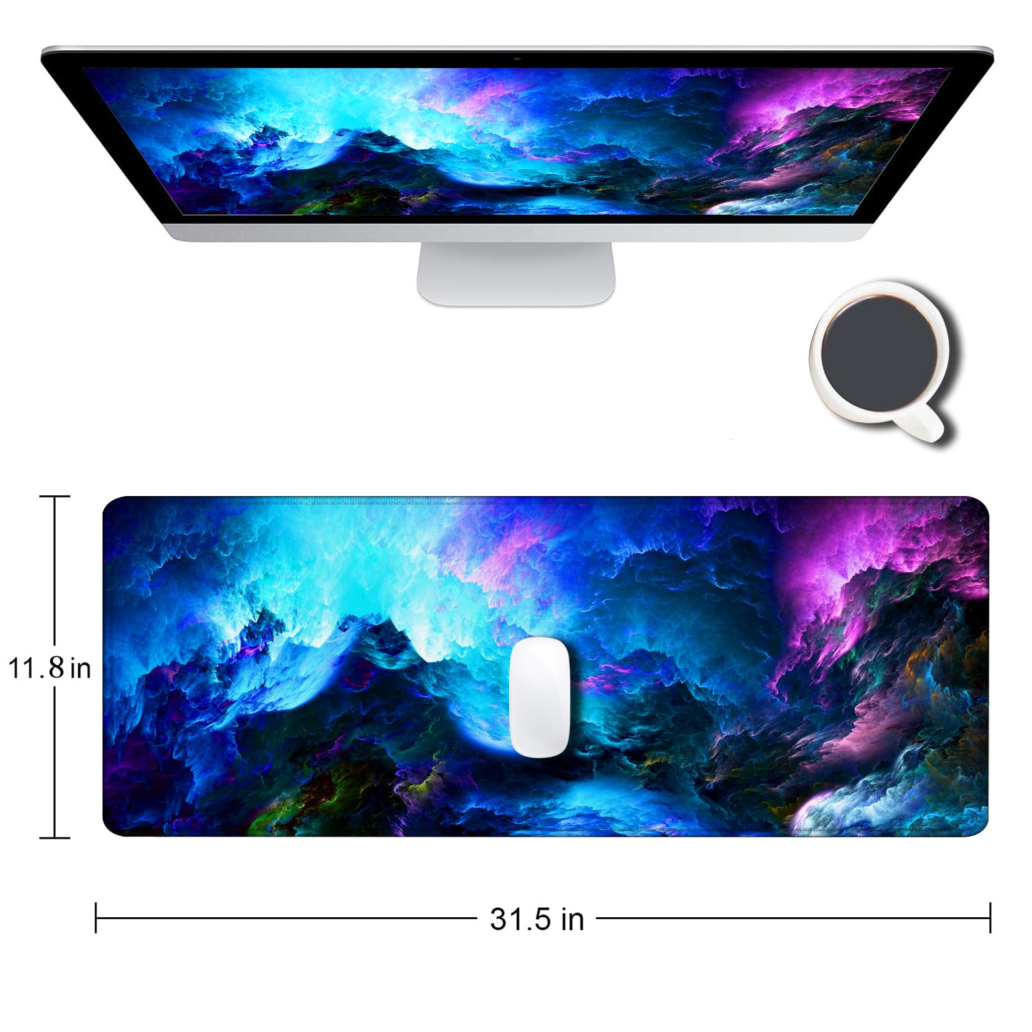SANWUMIAN Gaming Mouse Pad, Large Non-Slip Rubber Base Mousepad, Keyboard Mouse Mat, Desk Pad with