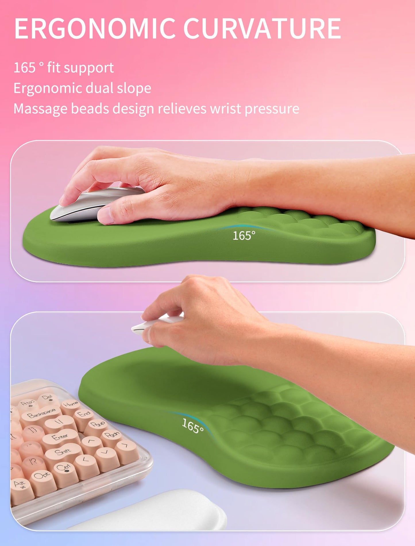 Hokafenle 2in1 Combination, Wave Keyboard Wrist Rest and Ergonomic Curvature Mouse Pad Wrist