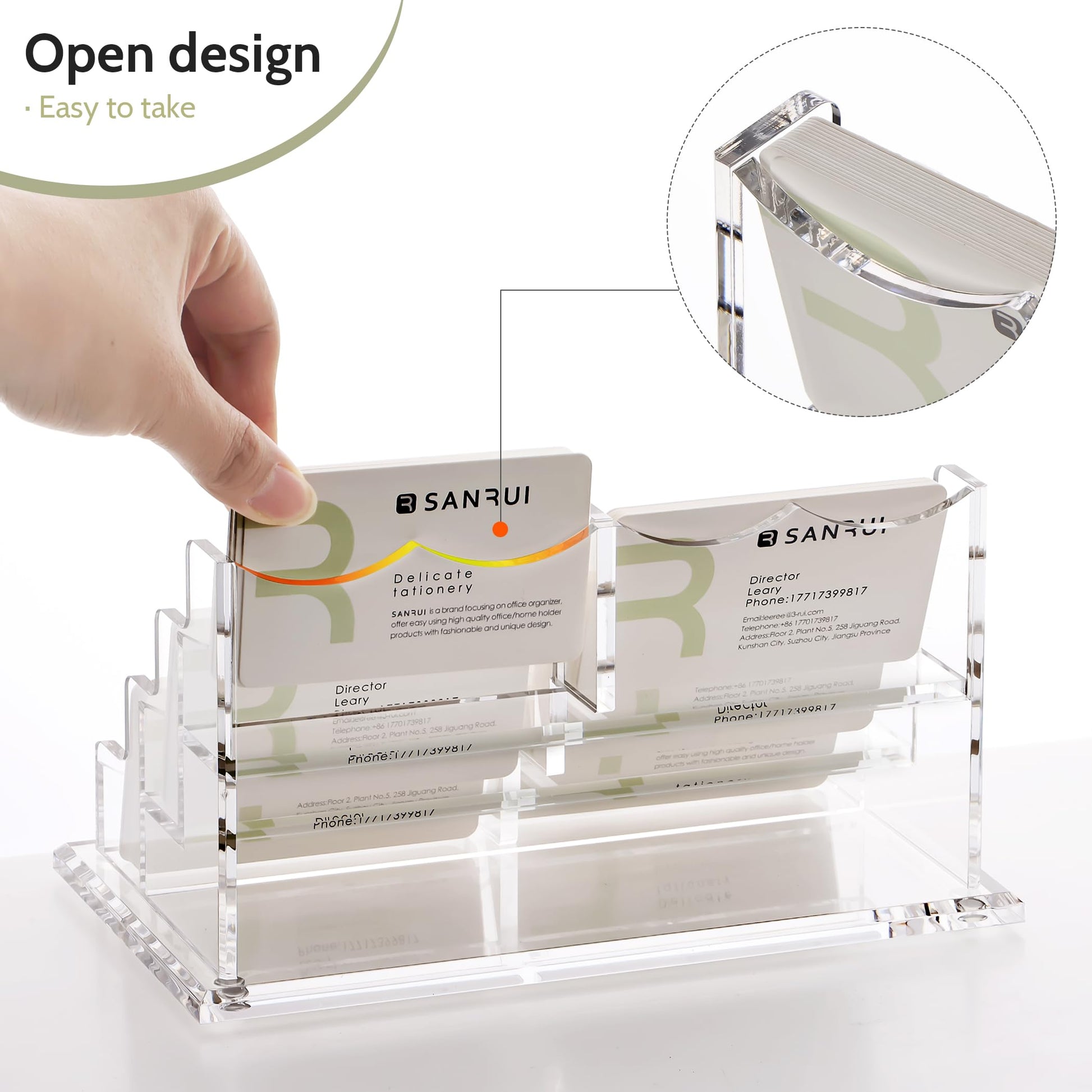 YUXUN Acrylic Business Card Holder Desk, Business Card Display Stand