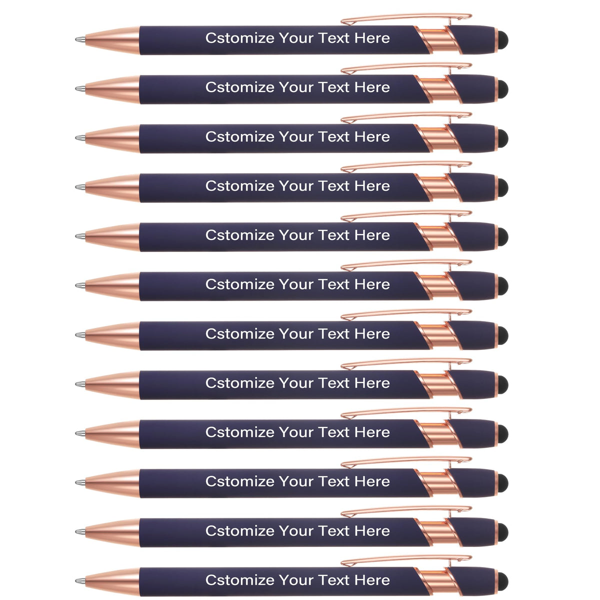 Kingluu 36 Pcs Personalized Ballpoint Pens with Stylus Tip,Free Engraving Black Ink Customized Pen