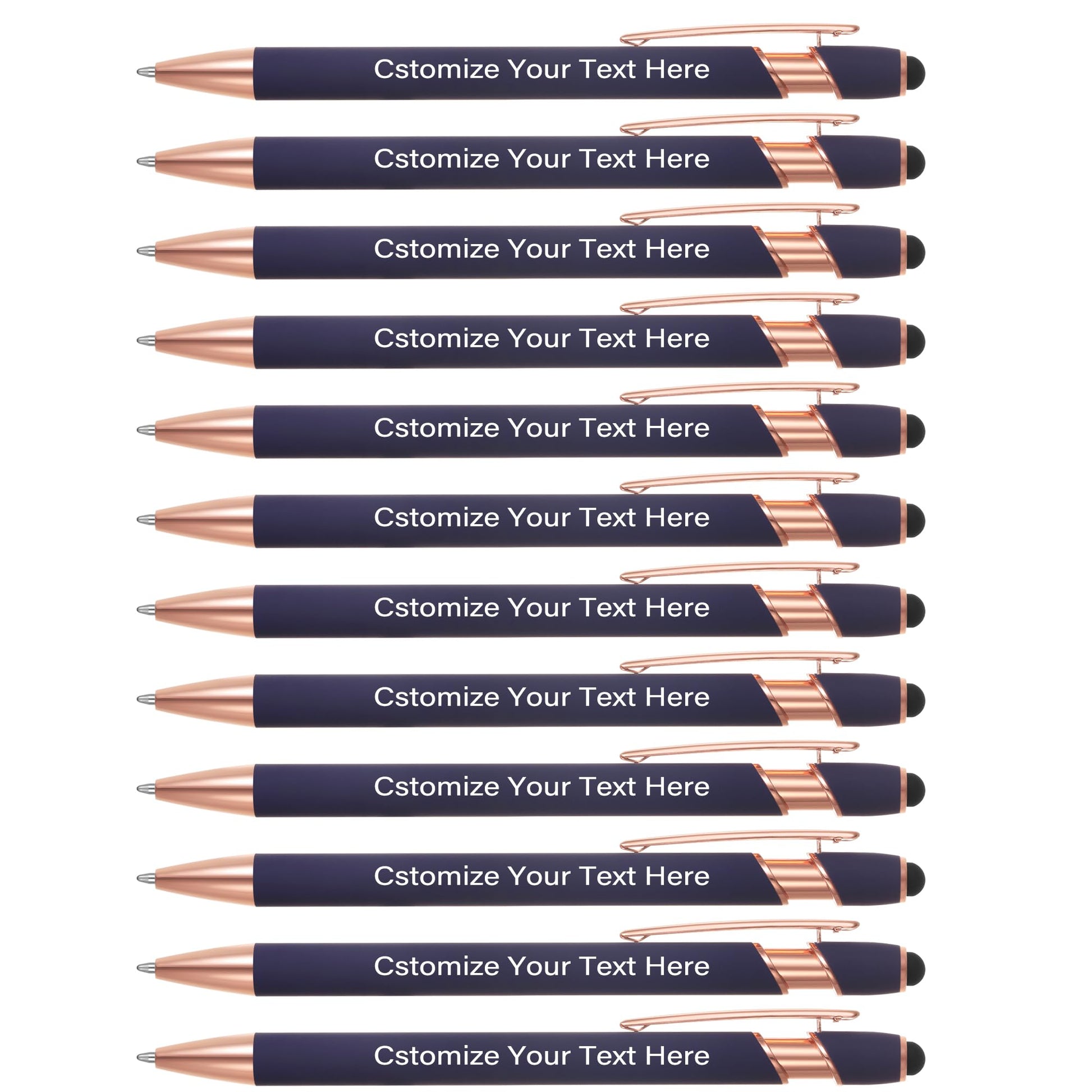 Kingluu 36 Pcs Personalized Ballpoint Pens with Stylus Tip,Free Engraving Black Ink Customized Pen