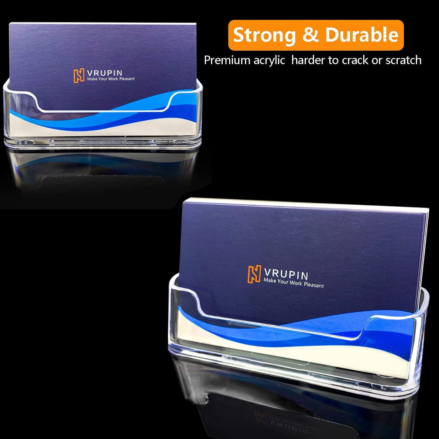 vrupin Business Card Holder for Desk - 16 Pack Acrylic Business Card Holder , Fits 30-50 Business