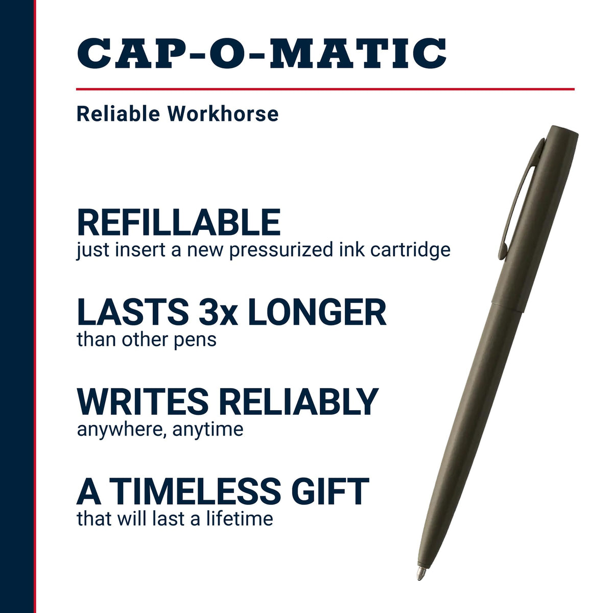 Fisher Space Pen O.D. Green Cerakote Finish Cap-O-Matic Pen, Black Ink