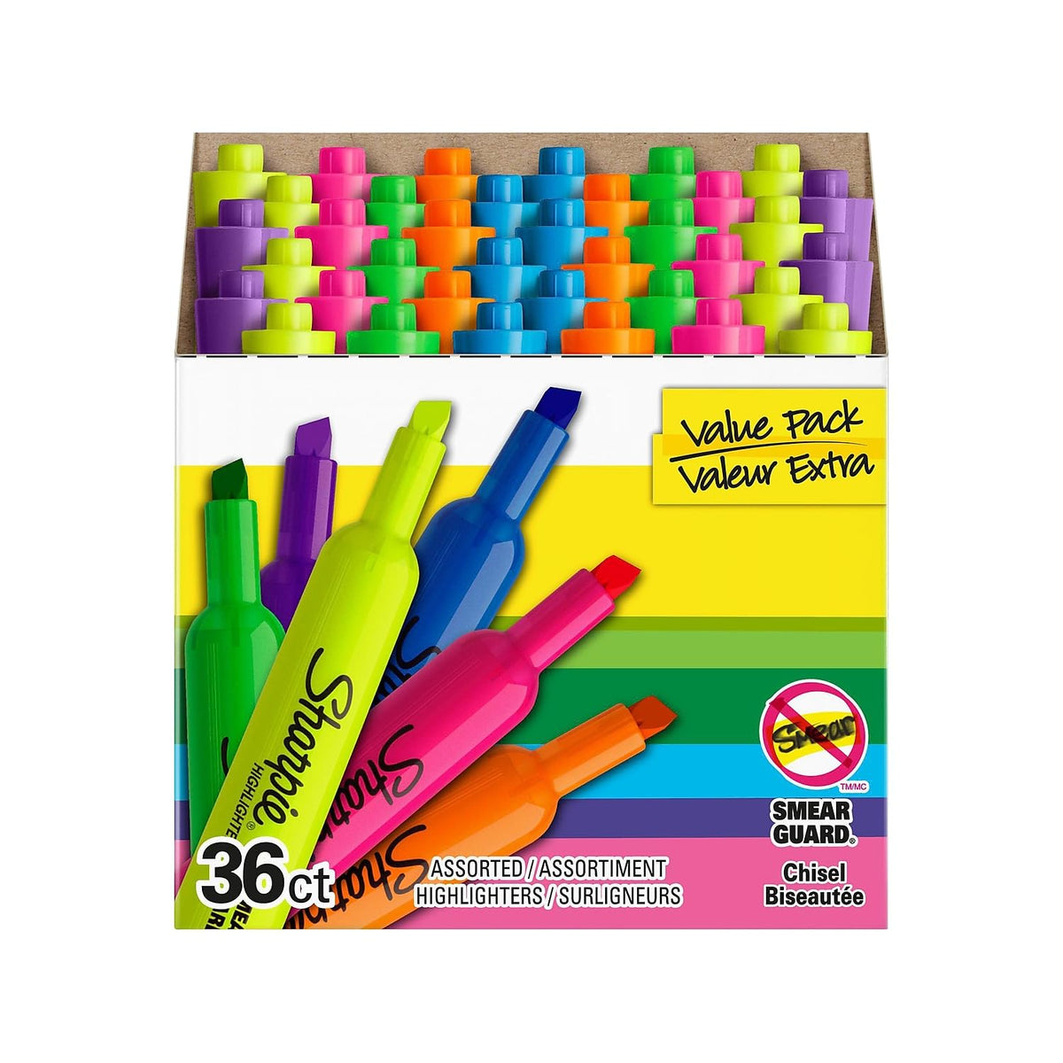 Sharpie Tank Highlighters, Fluorescent And Pastel Highlighters, Chisel Tip, Highlighter Markers