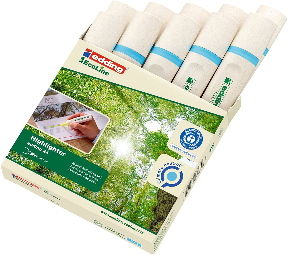 Edding 24 EcoLine highlighter - lightblue - 10 highlighters - chisel nip 2-5 mm - for quick and
