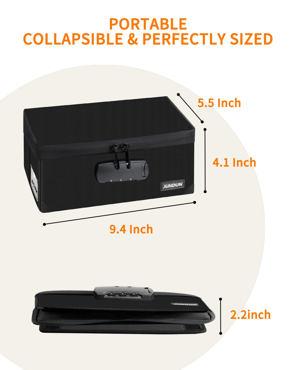 JUNDUN Fireproof Index Card Holder with Lock