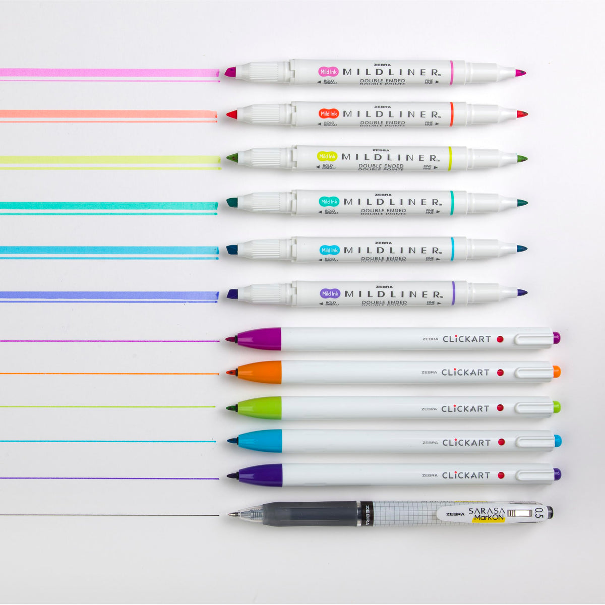 Zebra Pen Notetaking Set, MILDLINER, CLiCKART & SARASA, Assorted, 12-Pack