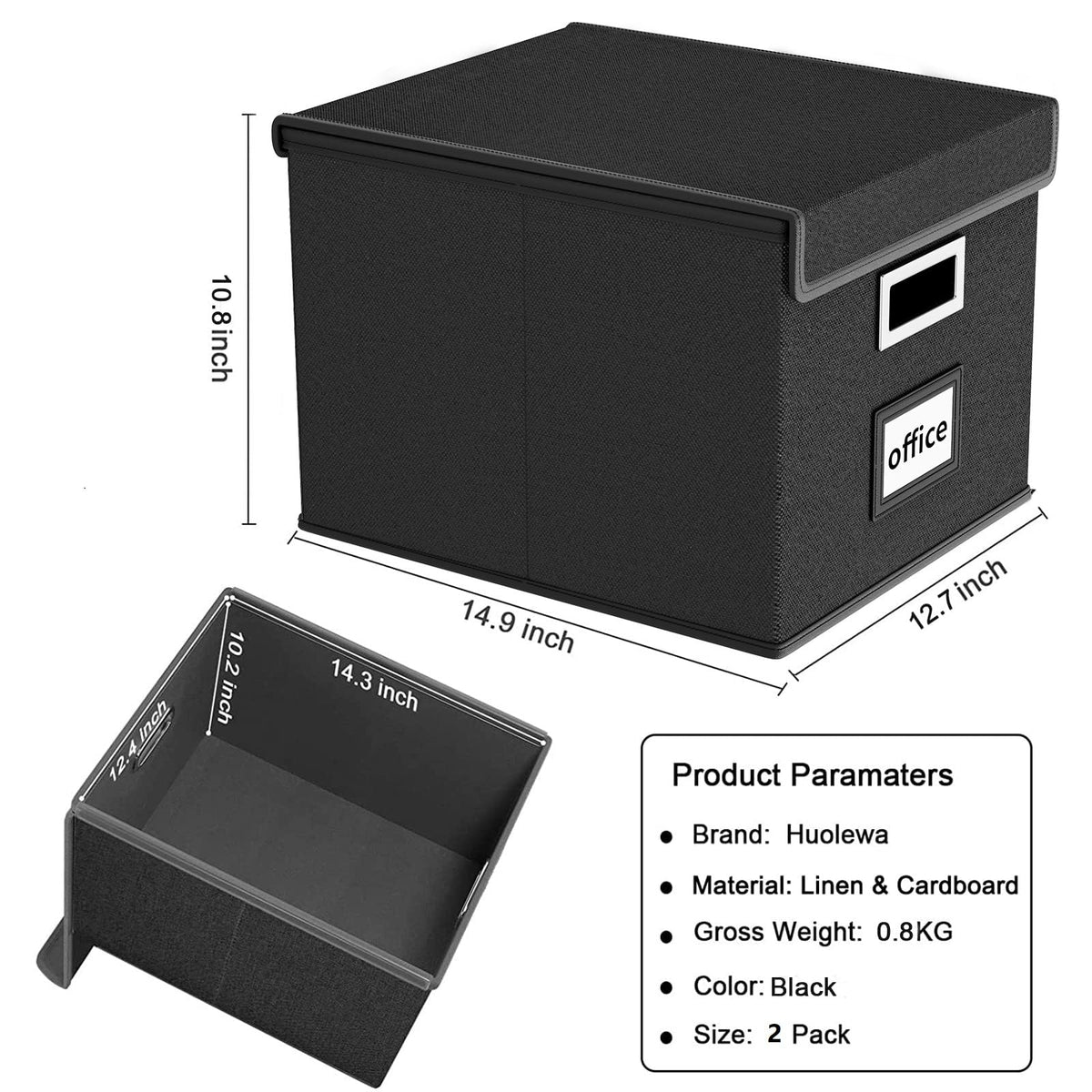 Huolewa File Organizer Box with Lids, Collapsible File Folder Organizer