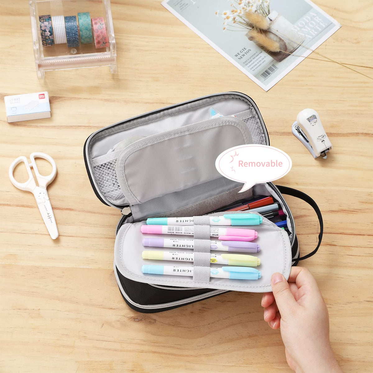 Dugio Large Pencil Case Organizer Big Pencil Pouch for Boys Kids Black