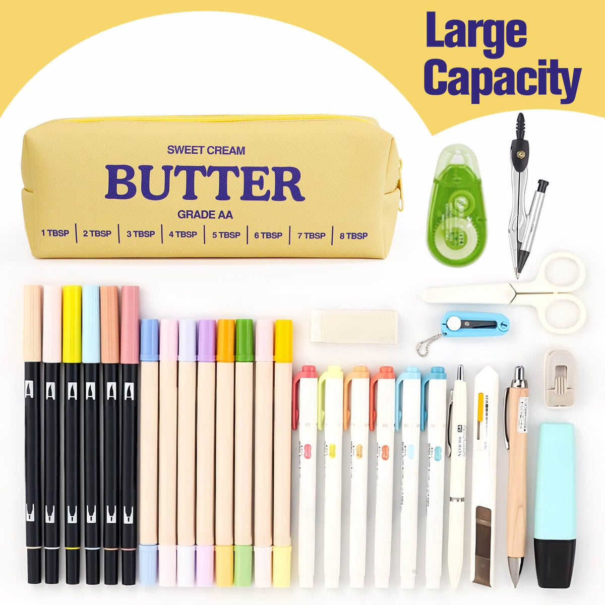 Funny Butter Sticks Soft Pencil Case Pouch College School Supplies