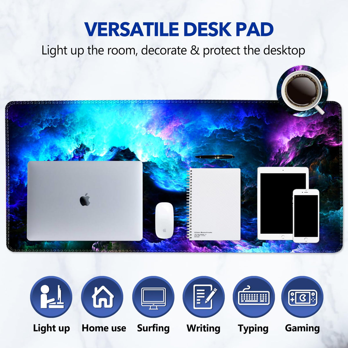 AIMSA Extended Gaming Mouse Pad Desk Mat, Large Mousepad with Stitched Edges (35x15.7 in), Keyboard