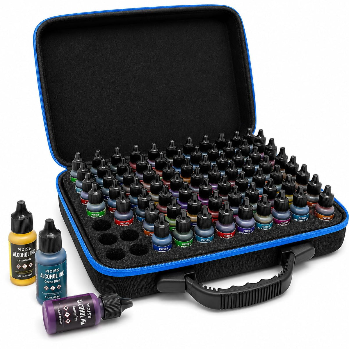 Pixiss Alcohol Ink Storage Carrying Case Organizer, Large Size Stores 60x 0.5-Ounce Bottles of