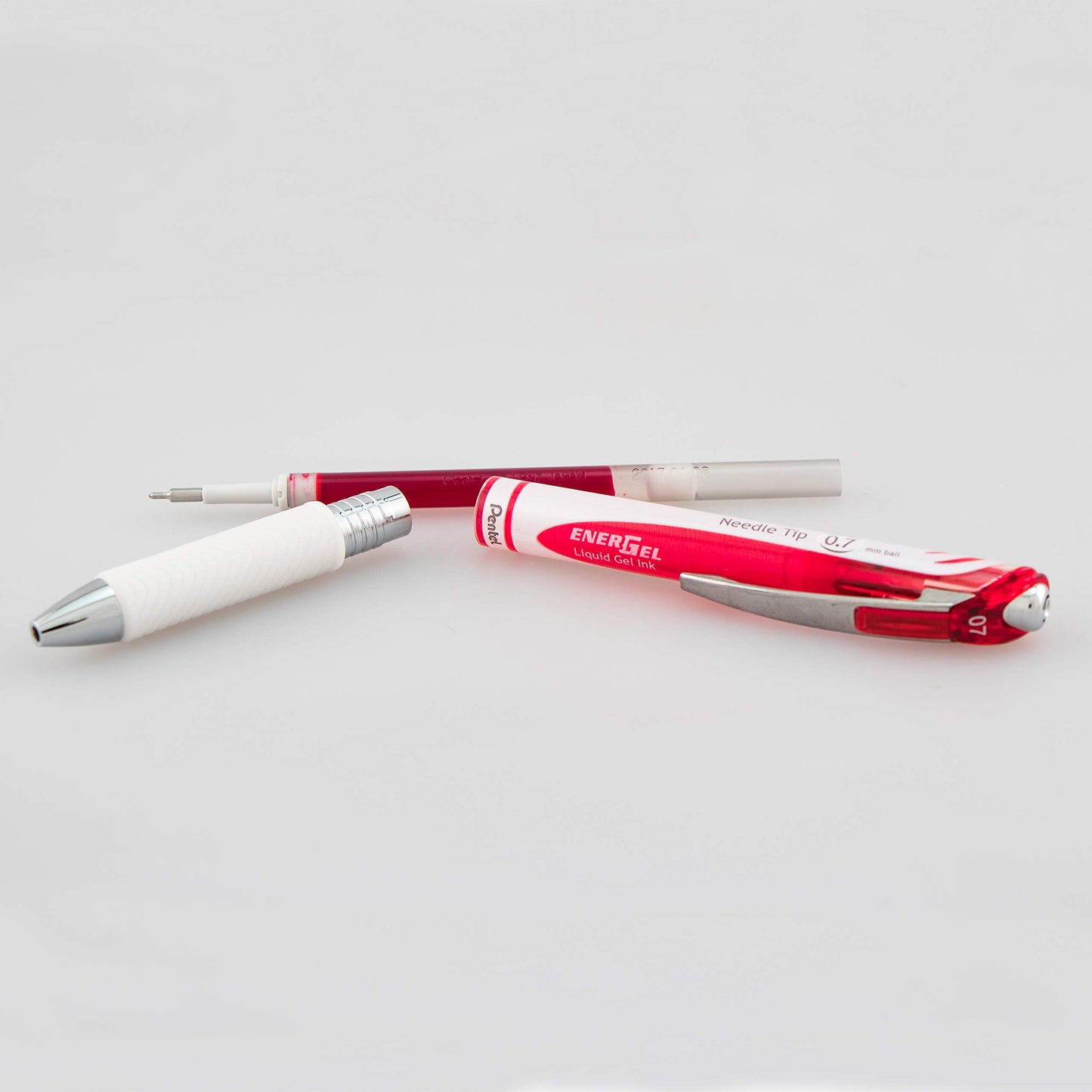 Pentel Gel Ink Pen, Pearl Retractable Gel Pen, (0.7mm) Medium Point, Needle Tip, Red Ink, 12 pack