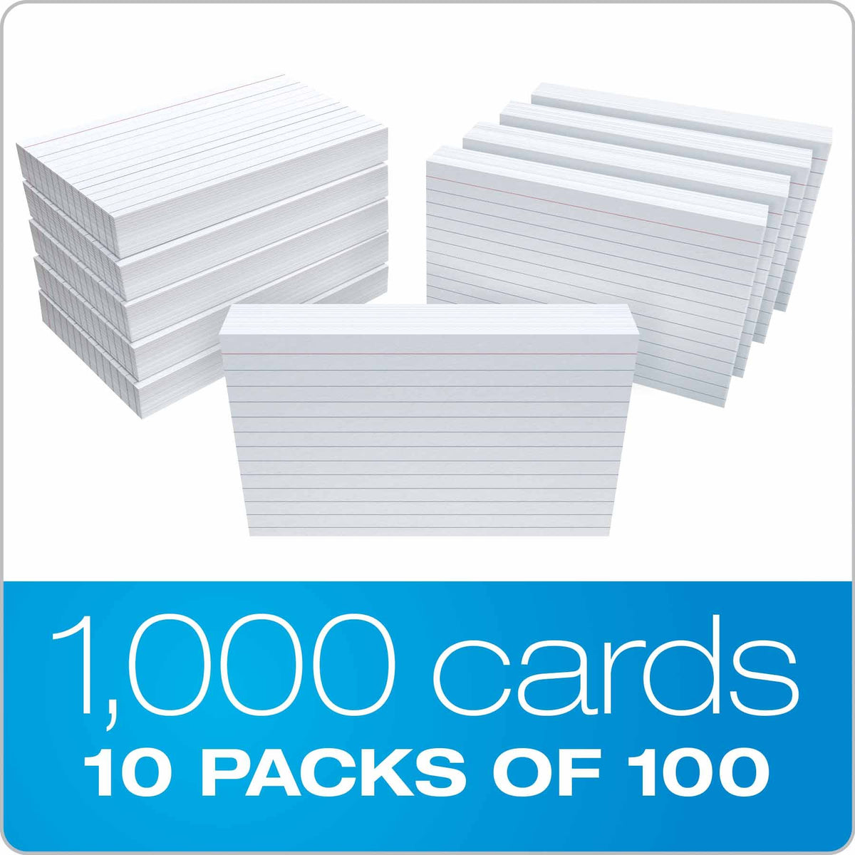Oxford 41 (1000 PK) Ruled Index Cards, 4" x 6", White, 1,000 Cards (10 Packs of 100) (41)
